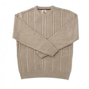 NEW F/X FUSION men's trend novelty cable crew sweater in oatmeal heather